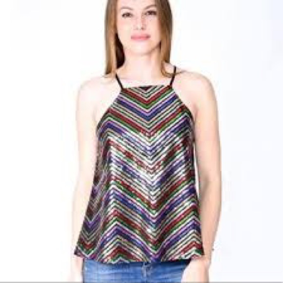 Amanda Uprichard Tops - Amanda Uprichard Mako Sequin Halter | Sparkly Chevron Top – Brand New - …